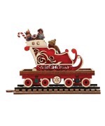 NEW - Ginger Cottages Wooden Ornament - North Pole Express Sleigh Car
